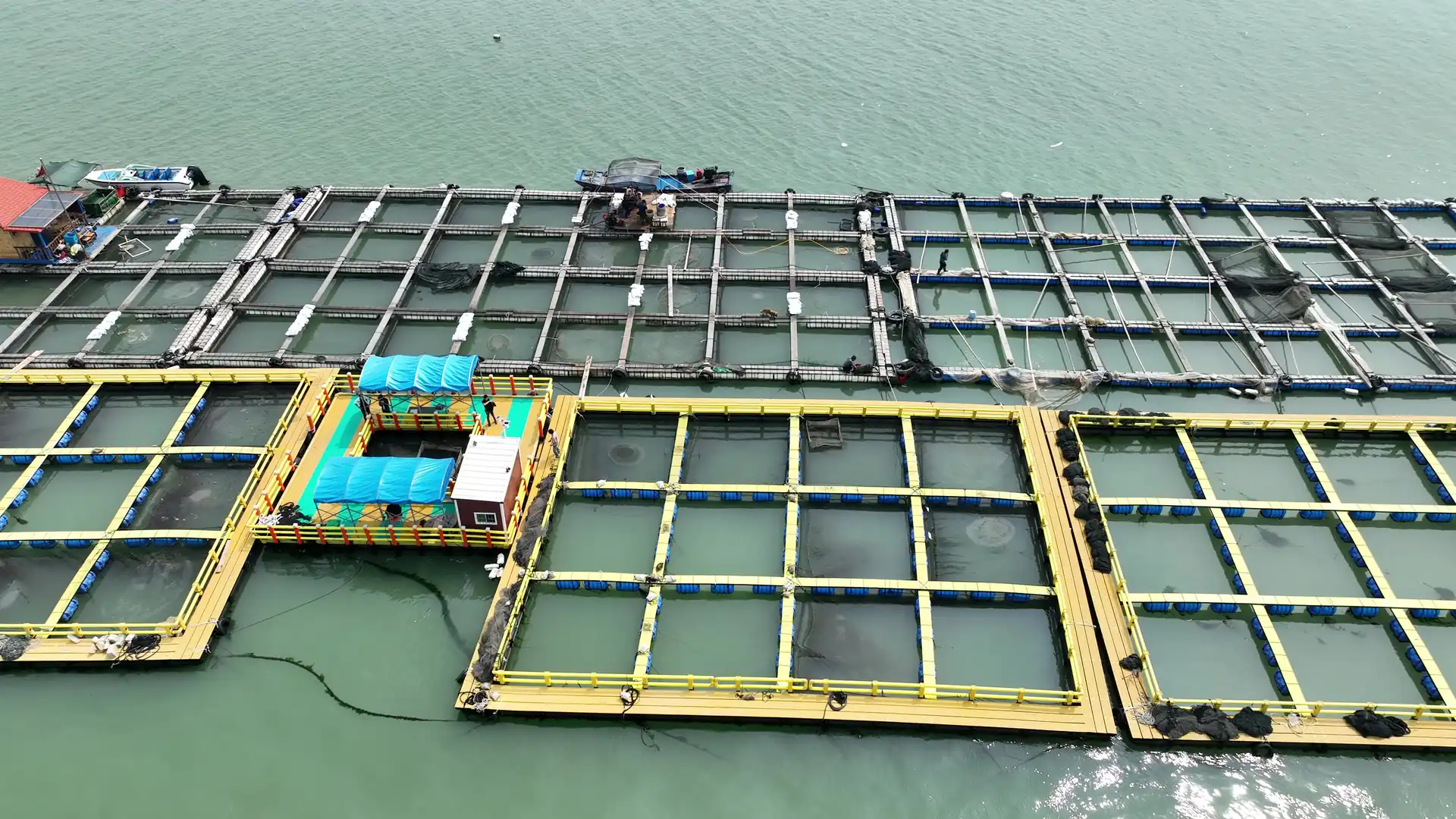 Aerial view of HTXH offshore sea farm